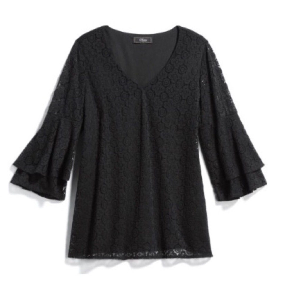 NWOT Status lace blouse with accent bell sleeve